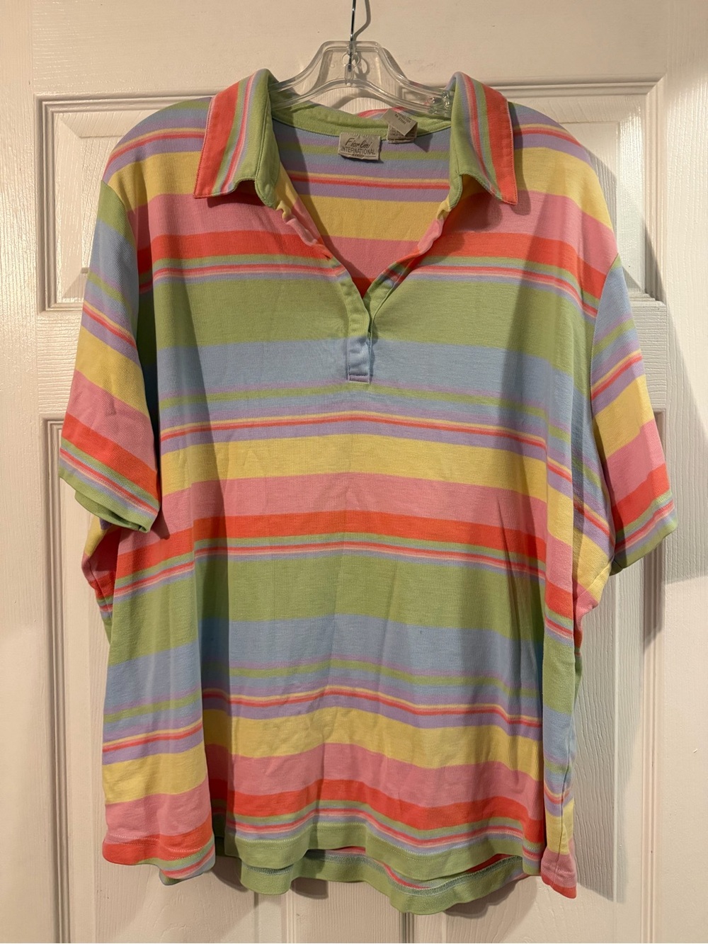 Colorful Pastel Striped Polo Top